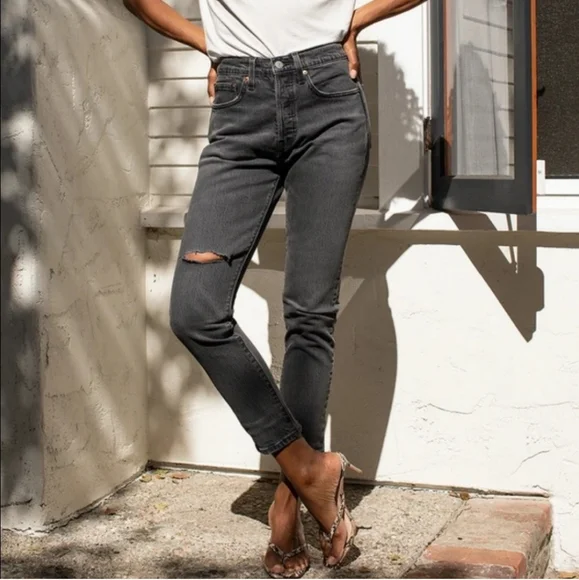 Levi's 501 High Rise Skinny Jean Gray - Picture 6 of 12